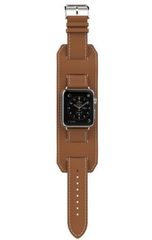 Curea iUni compatibila cu Apple Watch 1/2/3/4/5/6/7, 40mm, Cuff 4 in 1, Piele, Maro